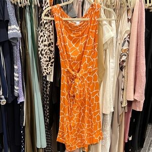 Diane Von Furstenberg Orange Patterned Mini Dress